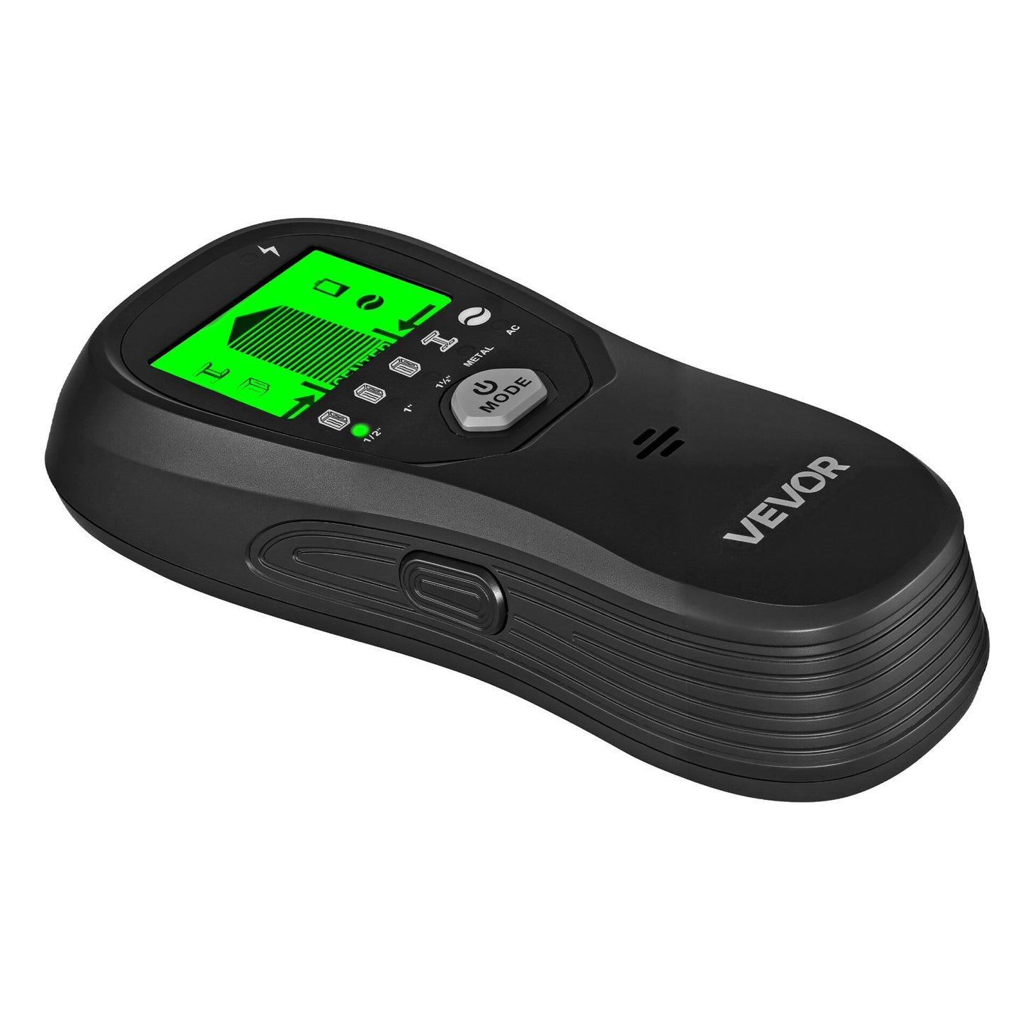 Elektronischer Wandbalkendetektor 5-in-1 mit intelligentem Sensor, hochauflösendem LCD-Display und akustischem Alarm zur Erkennung von Metallträgern (Mitte und Rand), Stromleitungen, Balken und Rohren. Farbe: Schwarz.