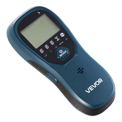Elektronischer Wandständerdetektor 5-in-1 mit intelligentem Sensor, hochauflösendem LCD-Display und akustischem Alarm zur Erkennung von Metallträgern (Mitte und Rand), Stromleitungen, Balken, Rohren usw. (Blau)