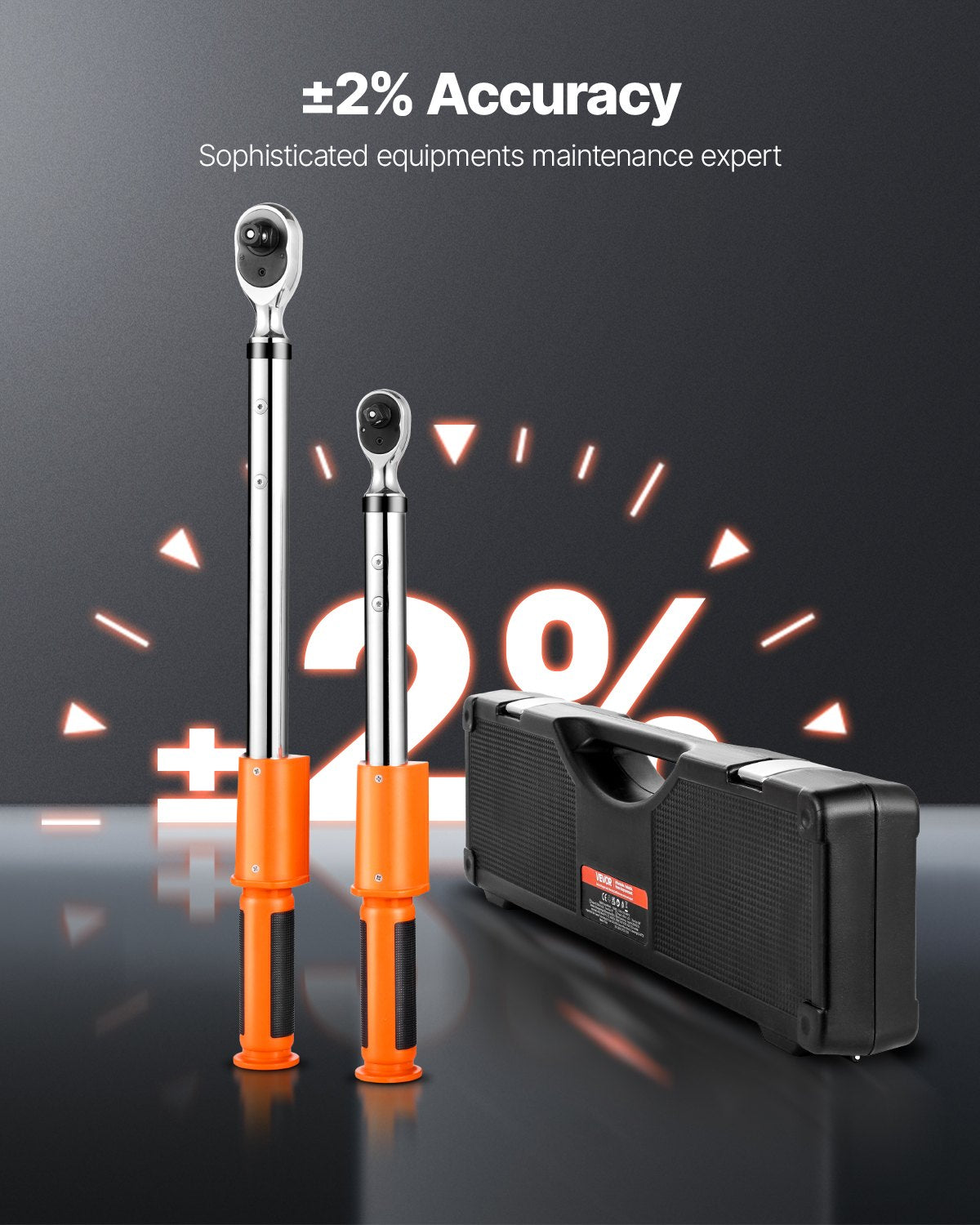 Digitaler Drehmomentschlüssel-Satz, 2-teilig, 1/2"- und 3/8"-Antrieb, 72 Zähne, ±2 % Genauigkeit, elektronischer Drehmomentschlüssel mit voreingestellten Werten, Signalton und LED-Anzeige, für Kfz und Motorrad