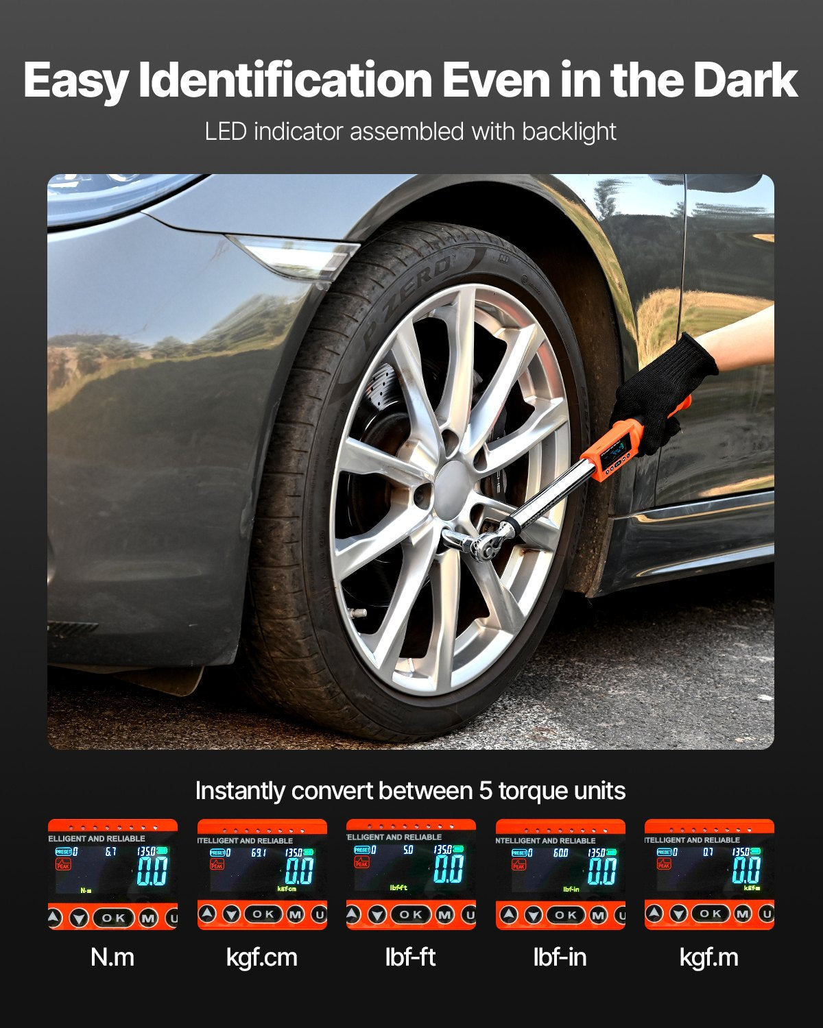 Digitaler Drehmomentschlüssel-Satz, 2-teilig, 1/2"- und 3/8"-Antrieb, 72 Zähne, ±2 % Genauigkeit, elektronischer Drehmomentschlüssel mit voreingestellten Werten, Signalton und LED-Anzeige, für Kfz und Motorrad