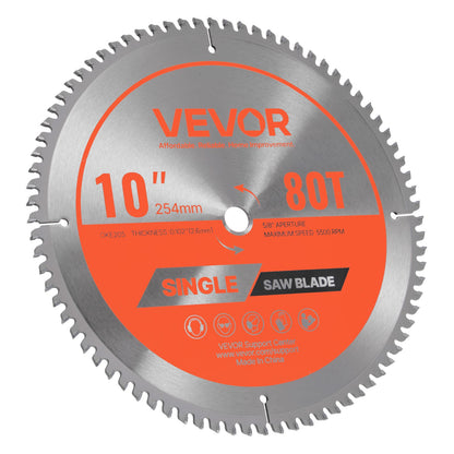 Circular Saw Blade, 254 mm Diameter, 80 Sharp Alloy Teeth, 15.875 mm Arbor, Fine Finish, Aluminum Cutting Blade for Circular Saw, with Noise-Reducing Heat Vents, for Cutting Steel and Metal