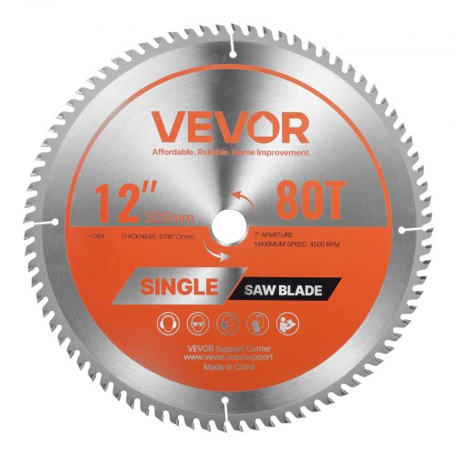Circular Saw Blade, 305 mm Diameter, 80 Sharp Alloy Teeth, 25.4 mm Arbor, Fine Finish, Wood Cutting Blade for Circular Saw, with Noise-Reducing Heat Vents, for Cutting Plywood, OSB, Hardwood