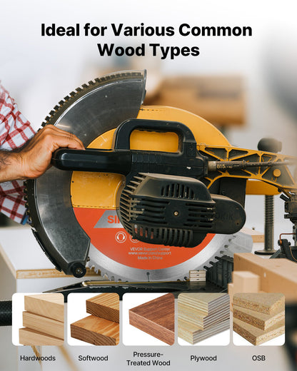 Circular Saw Blade, 305 mm Diameter, 80 Sharp Alloy Teeth, 25.4 mm Arbor, Fine Finish, Wood Cutting Blade for Circular Saw, with Noise-Reducing Heat Vents, for Cutting Plywood, OSB, Hardwood