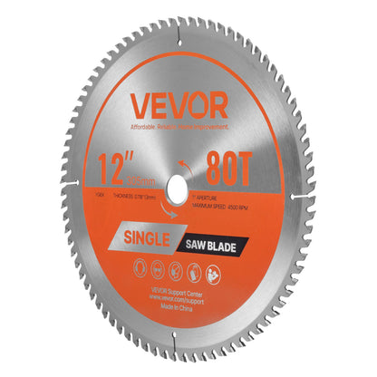 Circular Saw Blade, 305 mm Diameter, 80 Sharp Alloy Teeth, 25.4 mm Arbor, Fine Finish, Wood Cutting Blade for Circular Saw, with Noise-Reducing Heat Vents, for Cutting Plywood, OSB, Hardwood