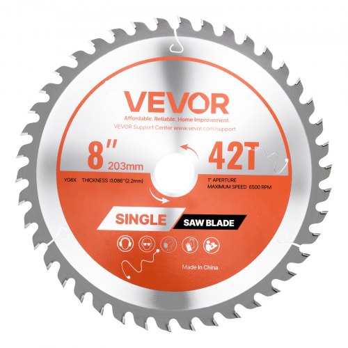 Circular Saw Blade, 203 mm Diameter, 42 Sharp Alloy Teeth, 25.4mm Arbor, Fine Finish, Wood Cutting Blade for Circular Saw, with Noise-Reducing Heat Vents, for Cutting Plywood, OSB, and Hardwood