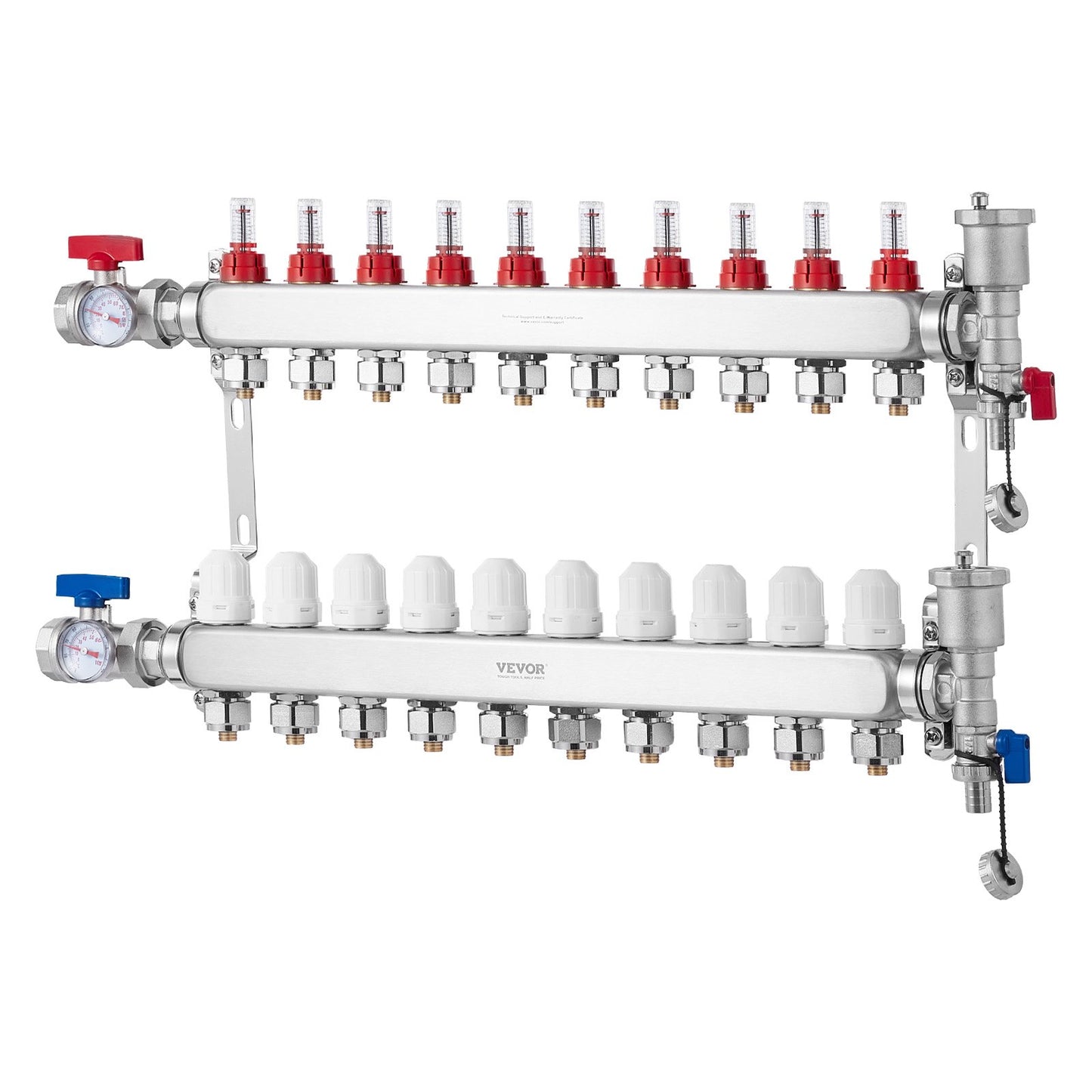 10-Branch Radiant Heat Manifold 1.27 cm PEX Tubing Floor Heating Manifold Set