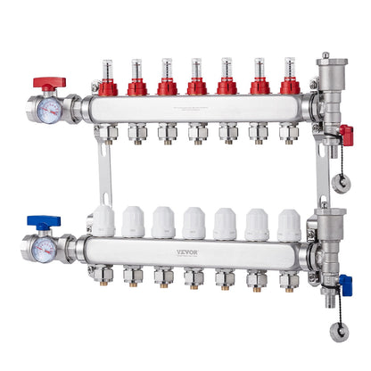 7-Branch Radiant Heat Manifold 1.27 cm PEX Tubing Floor Heating Manifold Set