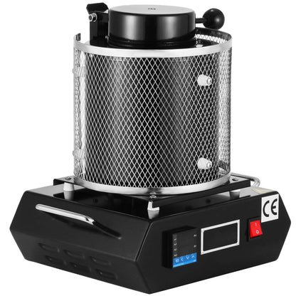 Goldschmelzofen, 1350 W, max. 1150 °C Temperatur, digitaler elektrischer Schmelzofen mit 3 kg Keramiktiegel, zum Gießen und Raffinieren von Edelmetallen, schmilzt Gold, Silber und Aluminium.