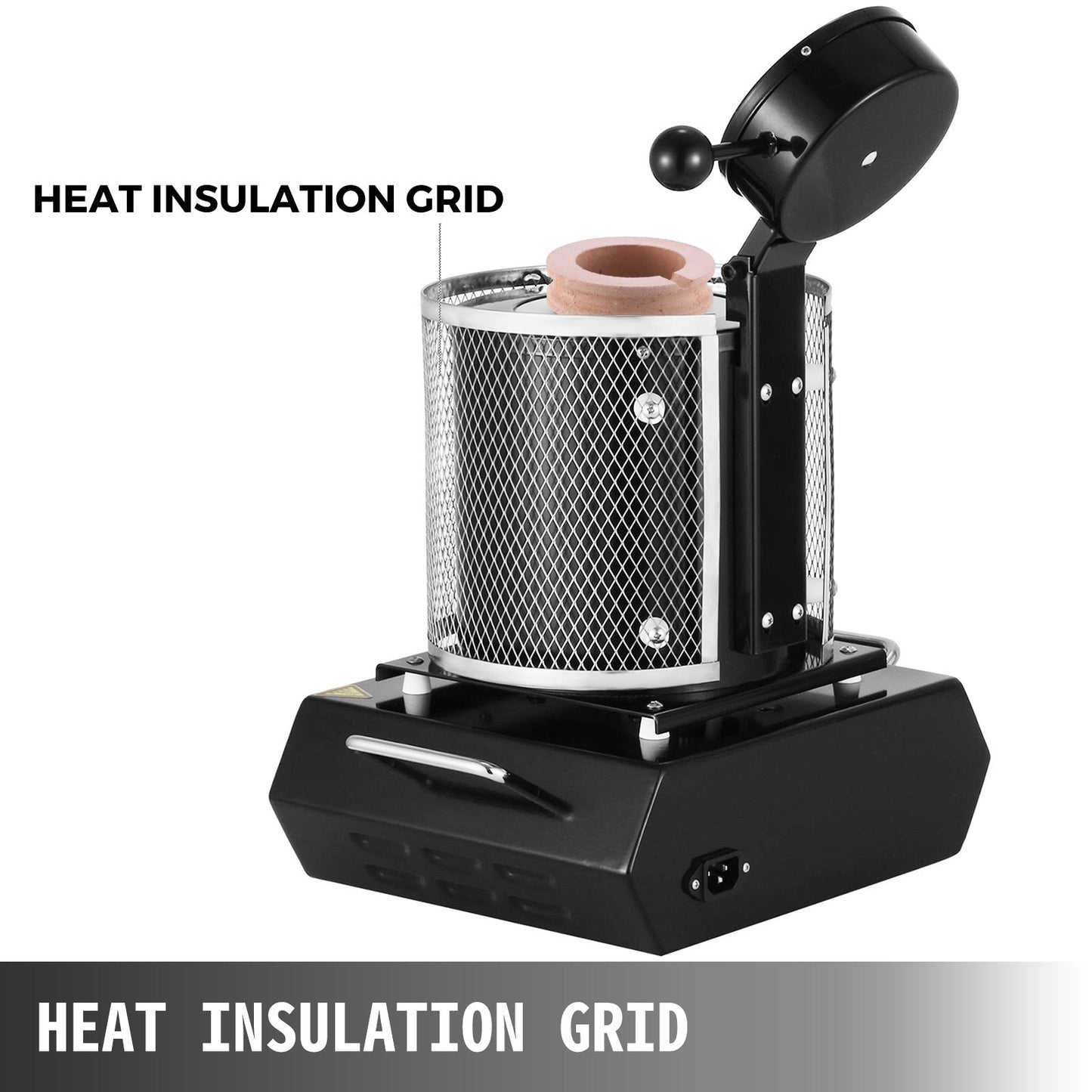 Goldschmelzofen, 1350 W, max. 1150 °C Temperatur, digitaler elektrischer Schmelzofen mit 3 kg Keramiktiegel, zum Gießen und Raffinieren von Edelmetallen, schmilzt Gold, Silber und Aluminium.