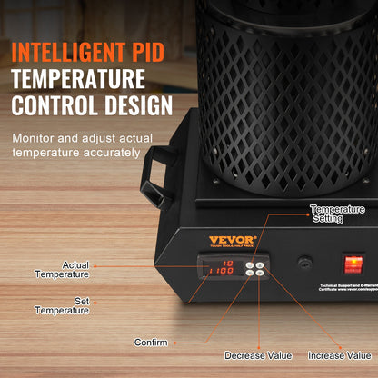 Goldschmelzofen, 1350 W, max. 1150 °C, digitaler elektrischer Schmelzofen mit 1-kg- und 3-kg-Keramiktiegeln, Tiegelzange und Handschuhen, für Gold, Silber, Aluminium und Kupfer