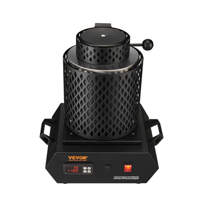 Goldschmelzofen, 1350 W, max. 1150 °C, digitaler elektrischer Schmelzofen mit 1-kg- und 3-kg-Keramiktiegeln, Tiegelzange und Handschuhen, für Gold, Silber, Aluminium und Kupfer