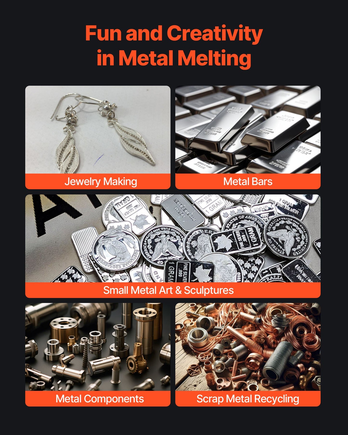 Electric Melting Furnace, 1350W Electric Melting Furnace Kit, 2102℉/1150℃ Metal Smelting Machine with 3kg Ceramic Crucible, Gold Smelting Kit for Jewelry Making, Metal Bars, Metal Components