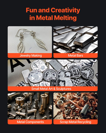 Electric Melting Furnace, 1350W Electric Melting Furnace Kit, 2102℉/1150℃ Metal Smelting Machine with 3kg Ceramic Crucible, Gold Smelting Kit for Jewelry Making, Metal Bars, Metal Components