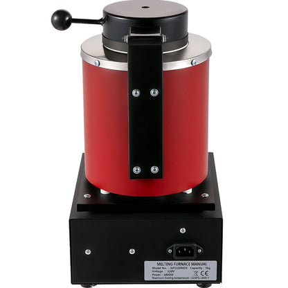 Goldschmelzofen, 1350 W, max. 1150 °C Temperatur, digitaler elektrischer Schmelzofen, mit 3 kg Keramiktiegel, Gussform und Handschuhen, zur Verarbeitung von Gold, Silber, Kupfer und Aluminium