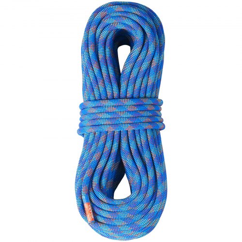 Dynamisches Kletterseil, 10,2 mm, 40 m (131 ft), 25 kN Bruchlast, dehnbares Faserseil mit Stahlkarabinern für Flucht, Abseilen und Feuerwehreinsätze, blau