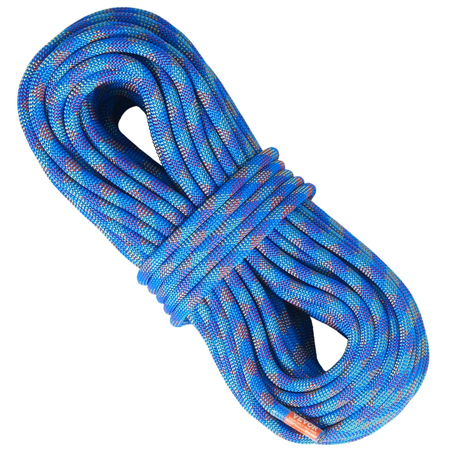 Dynamisches Kletterseil, 10,2 mm, 40 m (131 ft), 25 kN Bruchlast, dehnbares Faserseil mit Stahlkarabinern für Flucht, Abseilen und Feuerwehreinsätze, blau