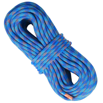 Dynamisches Kletterseil, 10,2 mm, 40 m (131 ft), 25 kN Bruchlast, dehnbares Faserseil mit Stahlkarabinern für Flucht, Abseilen und Feuerwehreinsätze, blau