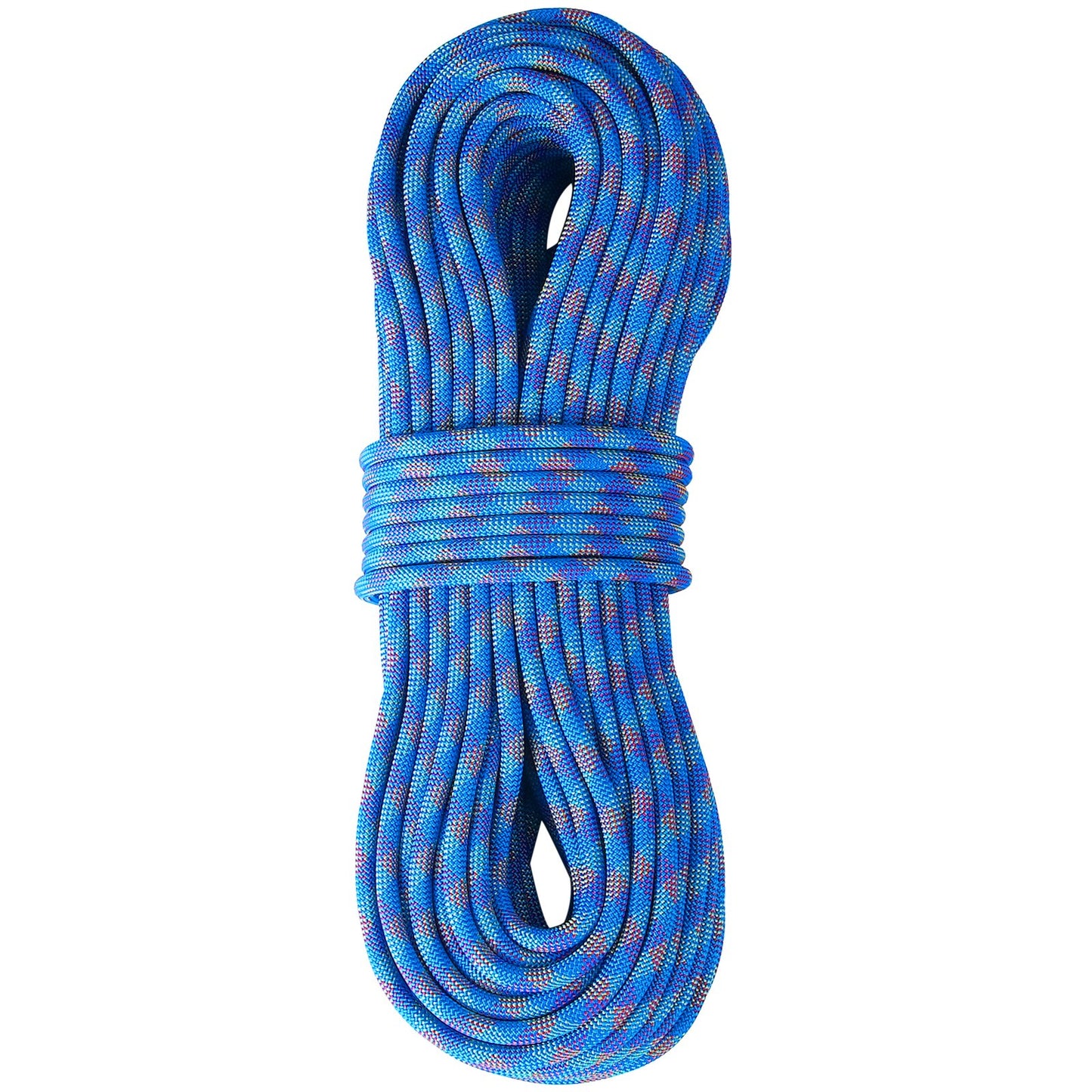 Dynamisches Kletterseil, 10,2 mm, 60 m (197 ft), 25 kN Bruchlast, dehnbares Faserseil mit Stahlkarabinern für Flucht, Abseilen und Feuerwehreinsätze, blau