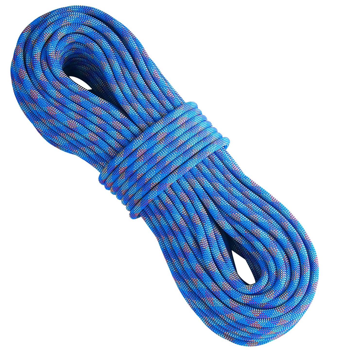 Dynamisches Kletterseil, 10,2 mm, 60 m (197 ft), 25 kN Bruchlast, dehnbares Faserseil mit Stahlkarabinern für Flucht, Abseilen und Feuerwehreinsätze, blau
