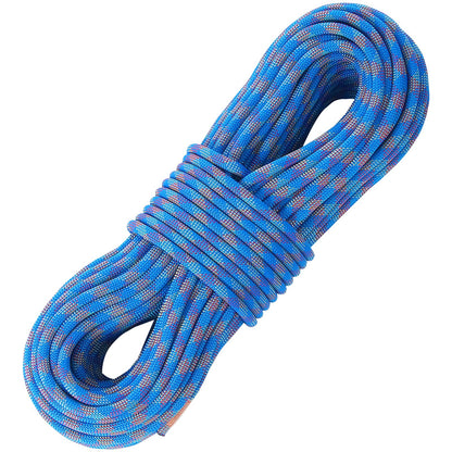 Dynamisches Kletterseil, 10,2 mm, 70 m (230 Fuß), 25 kN Bruchlast, dehnbares Faserseil mit Stahlkarabinern für Flucht, Abseilen und Feuerwehreinsätze, blau
