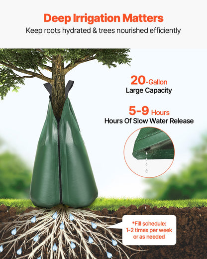 Tree Watering Bag, 25 Packs 20 Gallons Watering Bags for New Trees, 5-9 Hours Slow Release Refillable Tree Drip Irrigation Bags with Zipper, Durable Tree Watering System for Deep Root Targeting