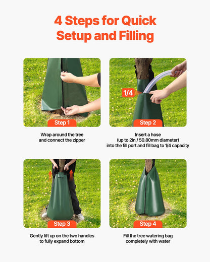 Tree Watering Bag, 25 Packs 20 Gallons Watering Bags for New Trees, 5-9 Hours Slow Release Refillable Tree Drip Irrigation Bags with Zipper, Durable Tree Watering System for Deep Root Targeting