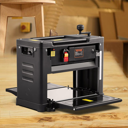 Thickness Planer, Single Speed, 33 cm Width Worktable Benchtop Planer, Two-Blade, 15-Amp 1800W Powerful Motor, 30.5 cm Extended Infeeding Table, Low Noise for Both Hard & Soft Wood Material Removal