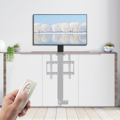Motorized TV Lift Stroke Length 71.1 cm Motorized TV Mount Fit for 66–144.8 cm TV Lift with Remote Control Height Adjustable 71.1 cm Load Capacity 59.9 kg