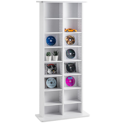 Media Storage Cabinet 8 Layers Adjustable DVD Shelves Holds 464 CDs White