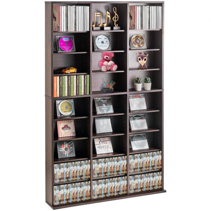 Medienschrank, 9-lagiges DVD-Regal für bis zu 756 CDs, verstellbare CD-Regale, 27 Fächer, schützt und organisiert Musik-, Film-, Videospiel- oder Sammlerstücke, Espresso