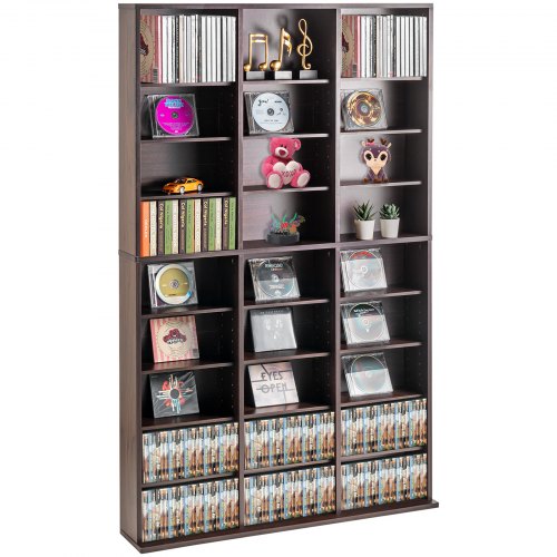 Medienschrank, 9-lagiges DVD-Regal für bis zu 756 CDs, verstellbare CD-Regale, 27 Fächer, schützt und organisiert Musik-, Film-, Videospiel- oder Sammlerstücke, Espresso