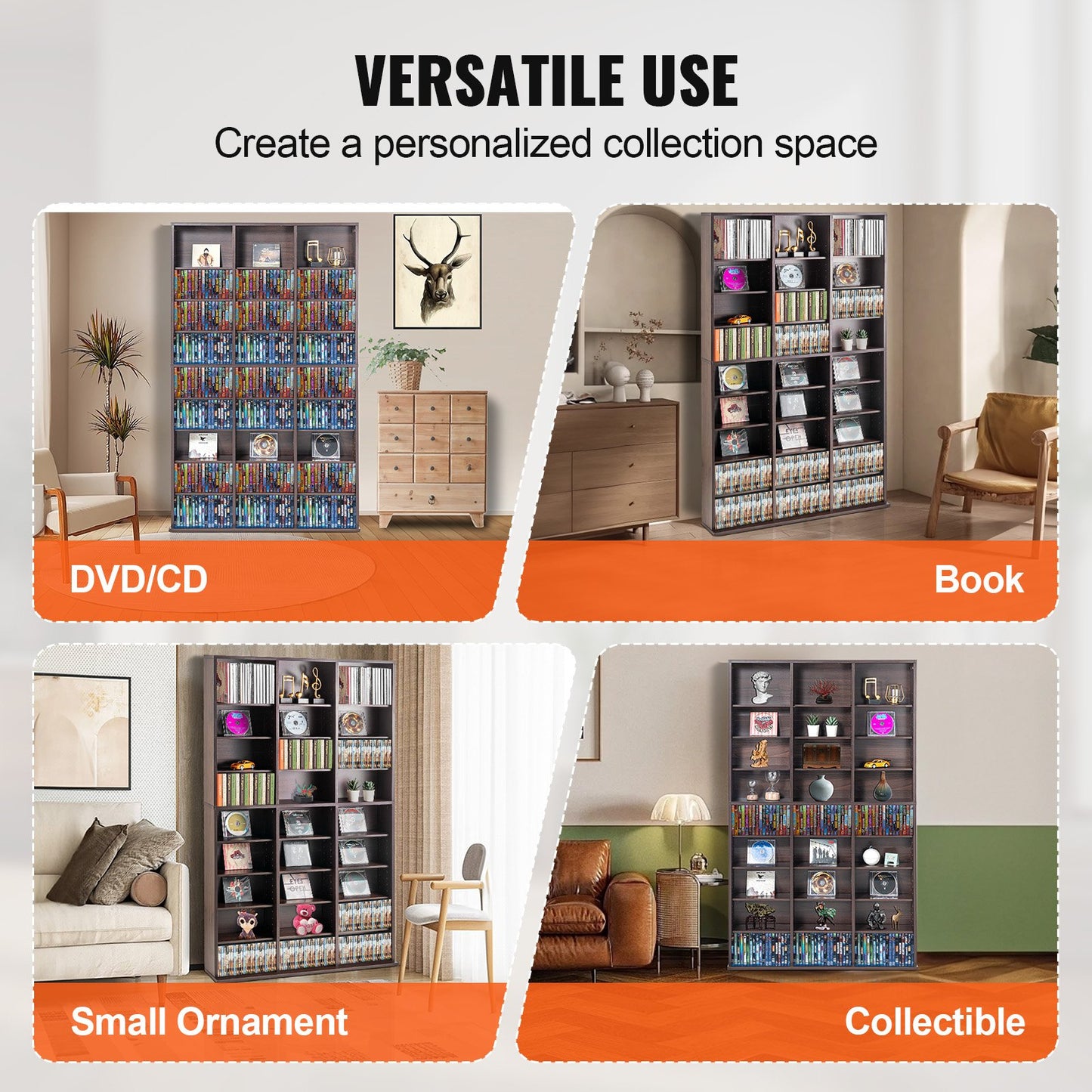 Medienschrank, 9-lagiges DVD-Regal für bis zu 756 CDs, verstellbare CD-Regale, 27 Fächer, schützt und organisiert Musik-, Film-, Videospiel- oder Sammlerstücke, Espresso