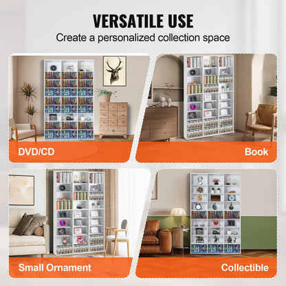 Medienschrank mit 9 DVD-Fächern, Platz für bis zu 756 CDs, verstellbare CD-Regale, 27 Fächer, schützt und organisiert Musik-, Film-, Videospiel- oder Sammlerstücke, Weiß