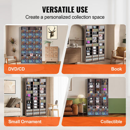 Medienschrank, verstellbarer DVD-Schrank, CD-Aufbewahrung für bis zu 1080 CDs, schützt und organisiert Musik-, Film-, Videospiel- oder Erinnerungsstücksammlungen – Espresso