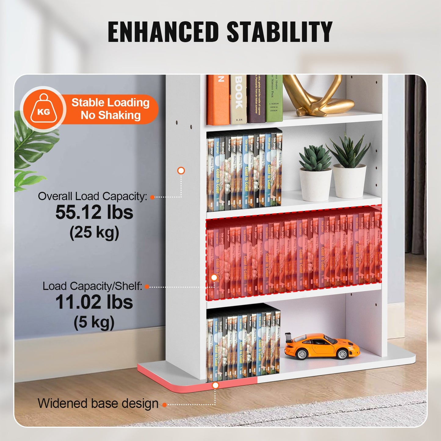 Medienschrank mit 5 DVD-Regalebenen für bis zu 240 CDs, verstellbare CD-Ablagen, schützt und organisiert Musik-, Film-, Videospiel- oder Sammlerstücke, Weiß