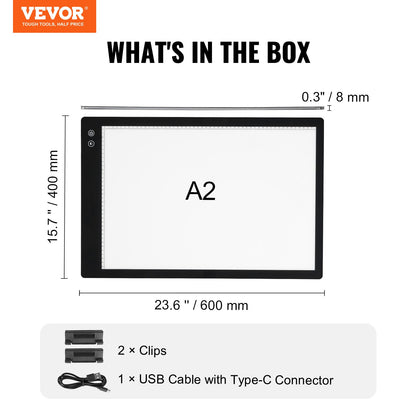 Light Board, A2 LED Light Pad with 6 Level Dimmable Brightness, Rechargeable Light Table for Tracing, Light Box for Diamond Painting, Animation, Sketching, Drawing, Stenciling, Artists (Black)