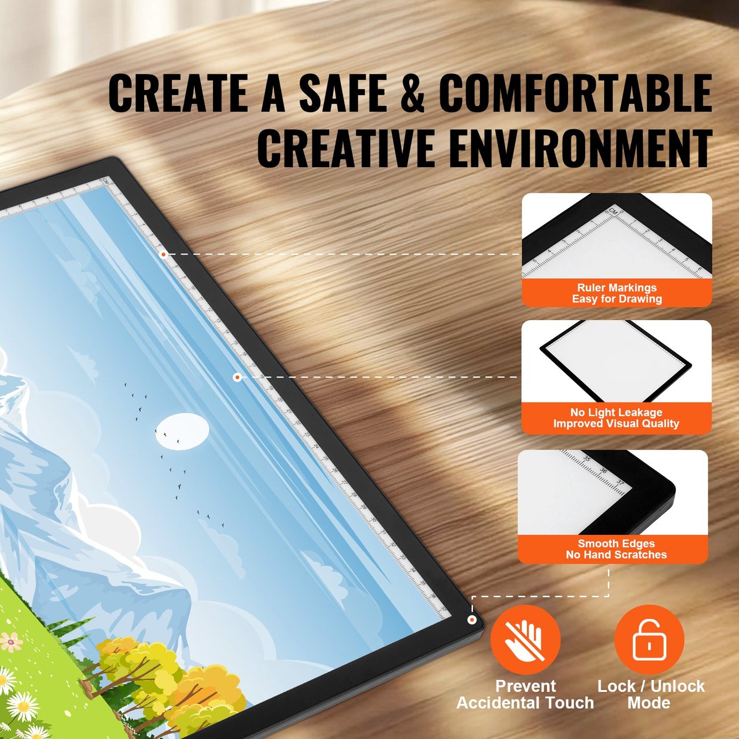 Light Board, A3 LED Light Pad with 6 Level Dimmable Brightness, Rechargeable Light Table for Tracing, Light Box for Diamond Painting, Animation, Sketching, Drawing, Stenciling, Artists (Black)