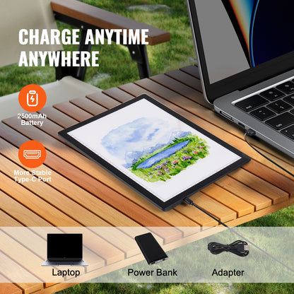 Light Board, A4 LED Light Pad with 5 Level Dimmable Brightness, Rechargeable Light Table for Tracing, Light Box for Diamond Painting, Animation, Sketching, Drawing, Stenciling, Artists (Black)