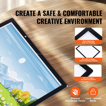 Light Board, A4 LED Light Pad with 5 Level Dimmable Brightness, Rechargeable Light Table for Tracing, Light Box for Diamond Painting, Animation, Sketching, Drawing, Stenciling, Artists (Black)