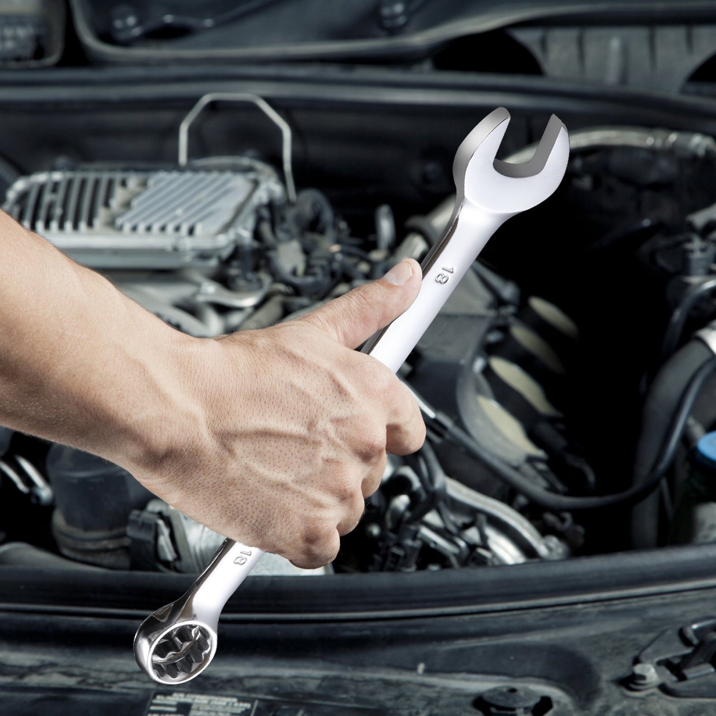 Combination Wrench Set, 25-Piece Open End Wrench Set with Roll-up Pouch, Carbon Steel Wrench Set Metric 6 mm to 32 mm, Ideal for General Household, Garage, Workshop, Auto Repairs, Emergency