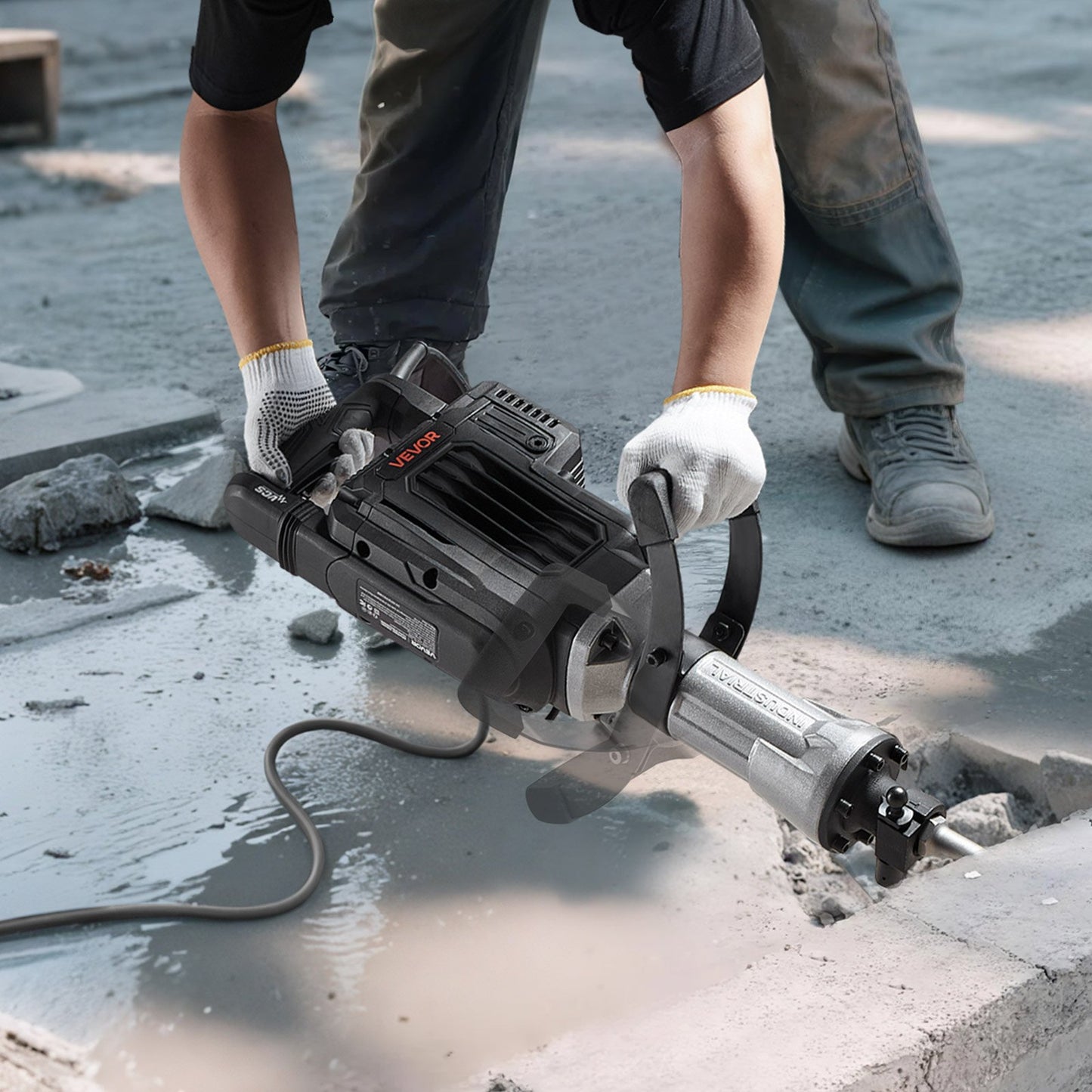 Abbruchhammer, 3000 W starker elektrischer Abbruchhammer, 1700 Schläge/min, Betonbrecher mit Spitzmeißel, Transportkoffer, Handschuhen und Schutzbrille, für Beton, Wände, Ziegel, Fliesen und Fundamente