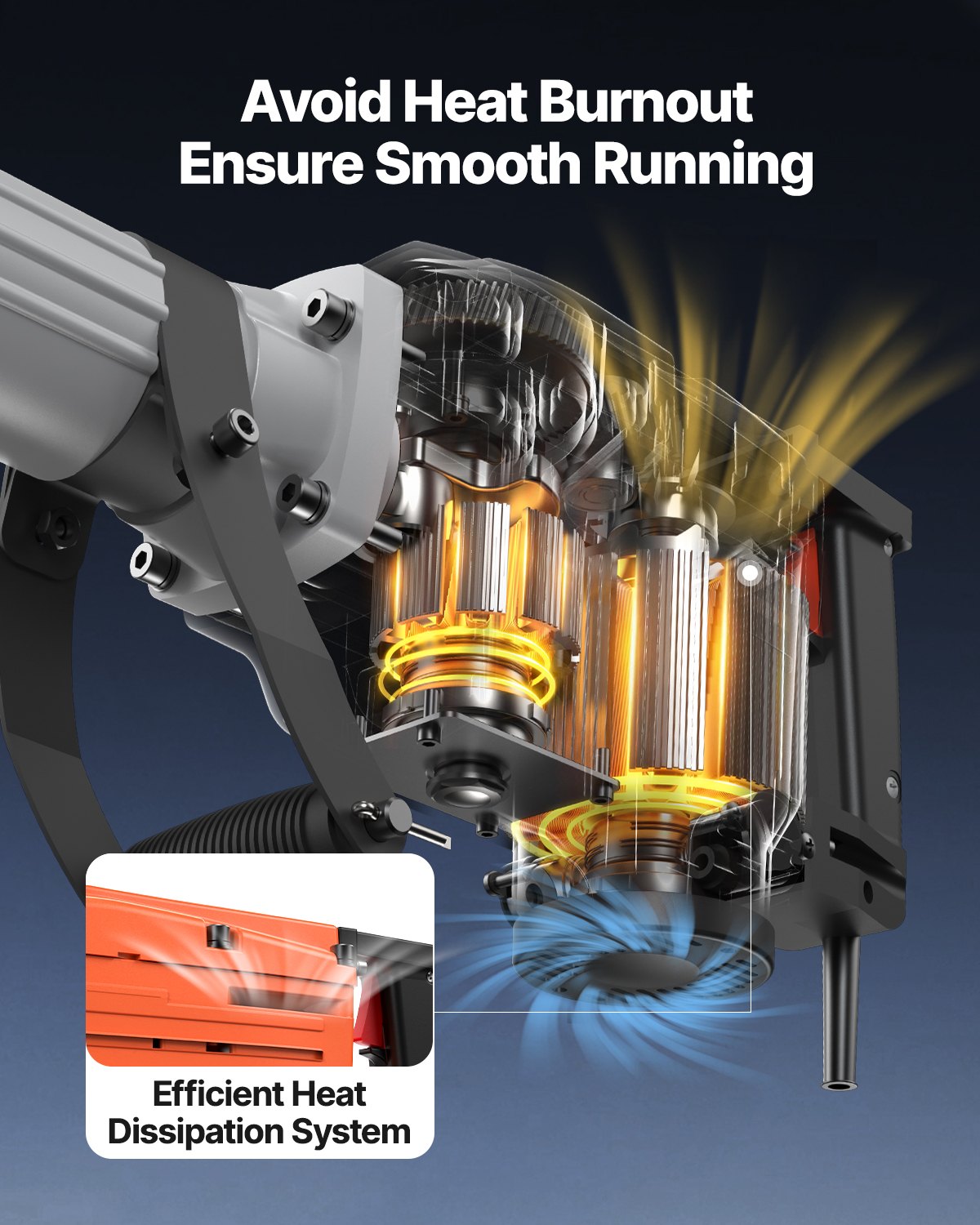 Abbruchhammer, Betonbrecher, 2200W Elektrohammer, 4 Meißelaufsätze