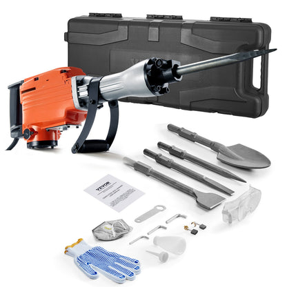 Abbruchhammer, Betonbrecher, 2200W Elektrohammer, 4 Meißelaufsätze