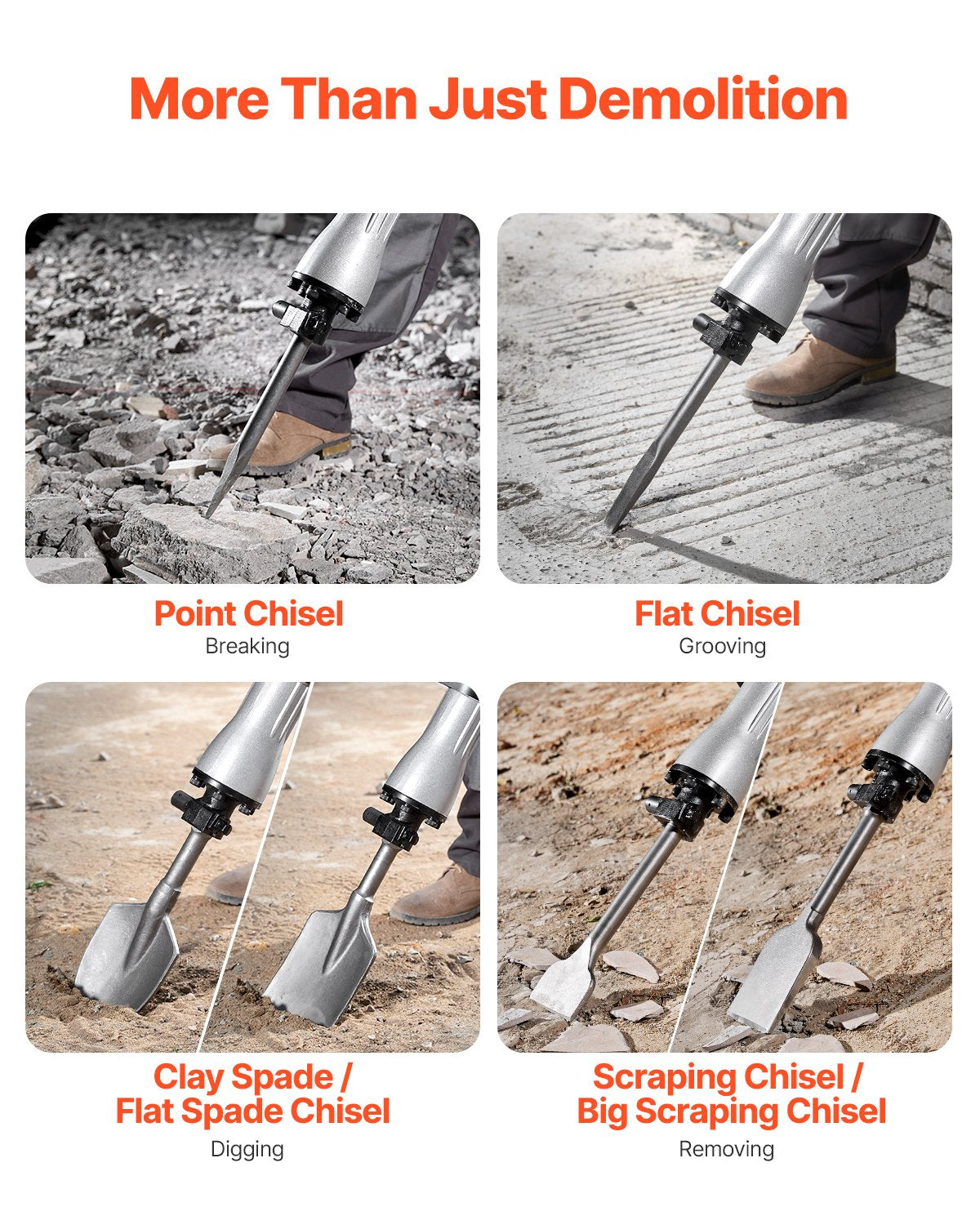 Abbruchhammer, Betonbrecher, 2200W Elektrohammer, 6 Meißelaufsätze