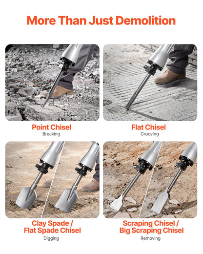 Abbruchhammer, Betonbrecher, 2200W Elektrohammer, 6 Meißelaufsätze