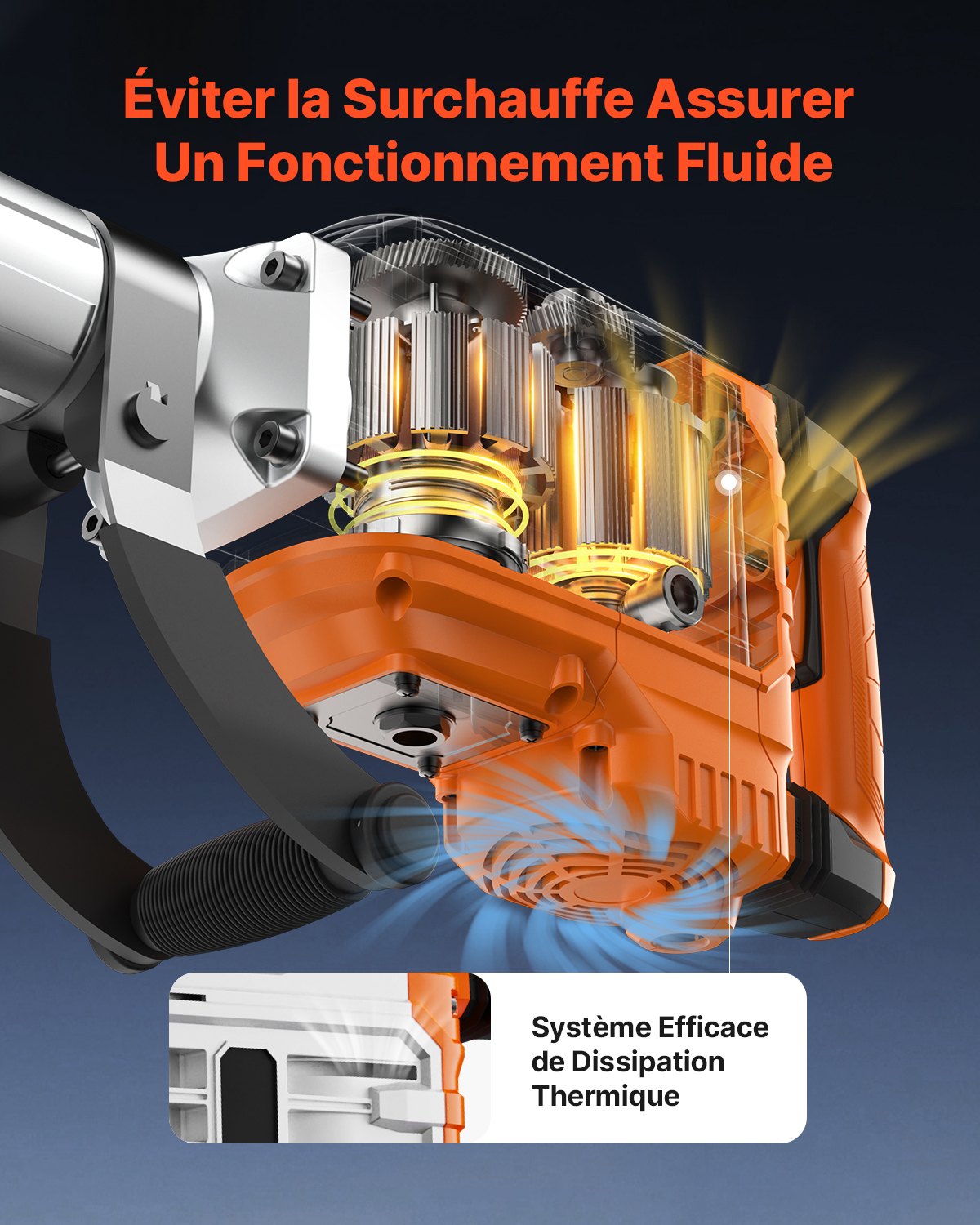 Abbruchhammer, 3500-W-Abbruchhammer für Beton, 1900 Schläge/min Hochleistungs-Elektro-Abbruchhammer, 2 Meißel mit Handschuhen und 360° schwenkbarer Frontgriff zum Grabenbau und Aufbrechen von Löchern
