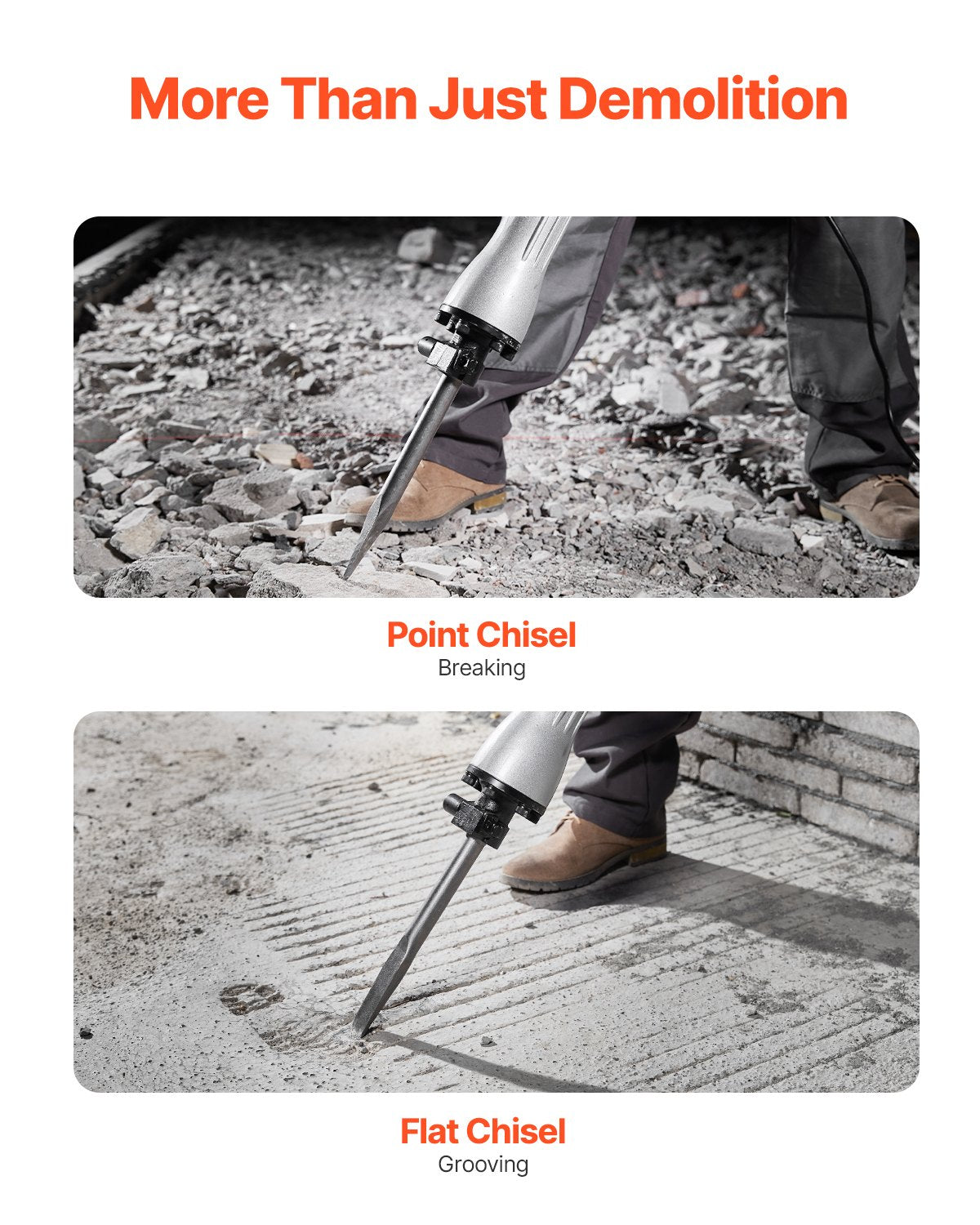 Abbruchhammer, Betonbrecher, 2200W Elektrohammer, 2 Meißelaufsätze