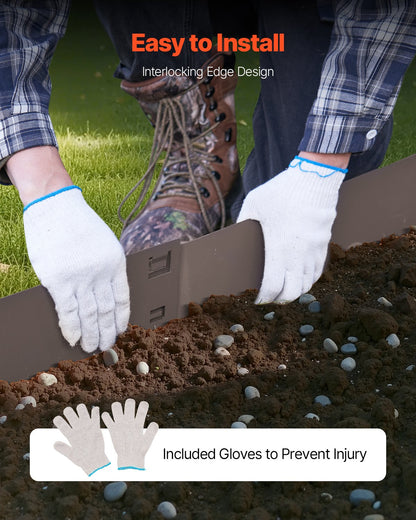 Steel Landscape Edging, 5 Packs 39 x 5 in Rust-Resistant Metal Landscape Edging, Bendable Garden Edging Border, Heavy Duty Lawn Edging, Easy-to-Install, Flower Bed Yard Pathway Divider Brown