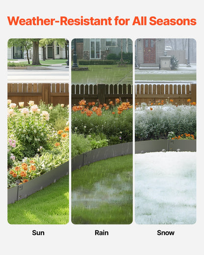 Stahl-Garteneinfassung, 5er-Pack, 99 x 7,6 cm (39 x 3 Zoll), rostbeständig, biegsam, robust, einfach zu installieren, für Beete, Gartenwege, dunkelgrau