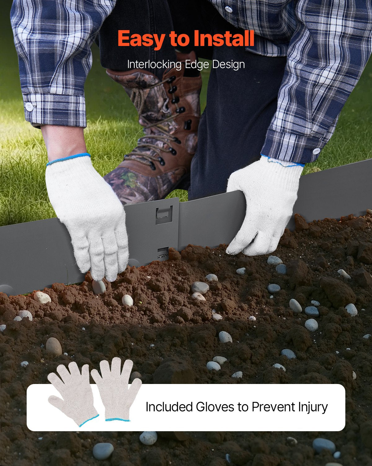 Stahl-Garteneinfassung, 5er-Pack, 99 x 7,6 cm (39 x 3 Zoll), rostbeständig, biegsam, robust, einfach zu installieren, für Beete, Gartenwege, dunkelgrau